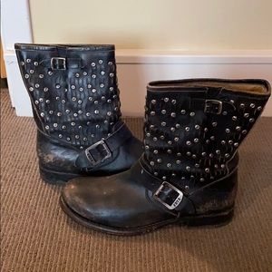 Distressed Frye mid-calf boot